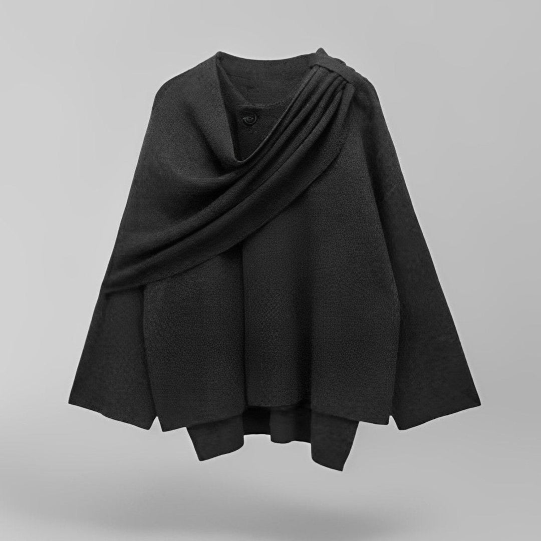 Emma Poncho Damskie – Asymetryczne z Wełny, Eleganckie i Idealne na Zimowe Ogrzanie