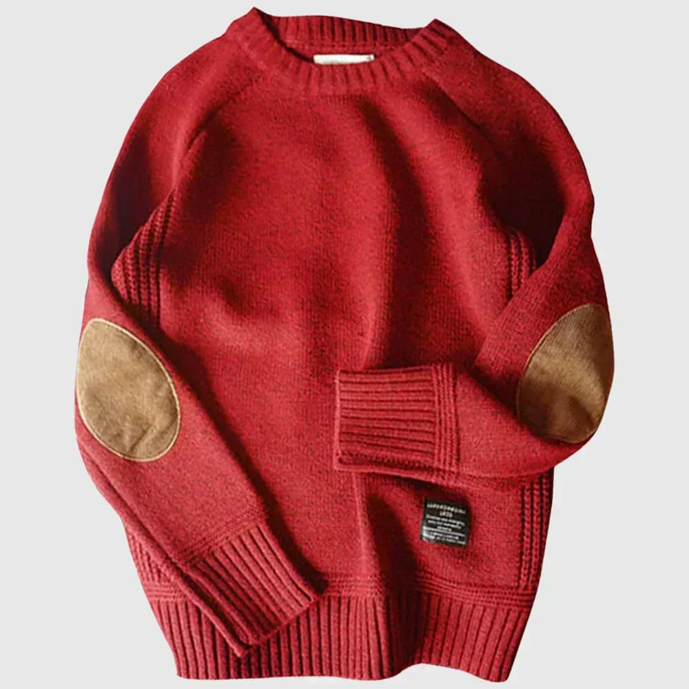 Cortina | Sweter z wełny vintage z łatanami na łokciach