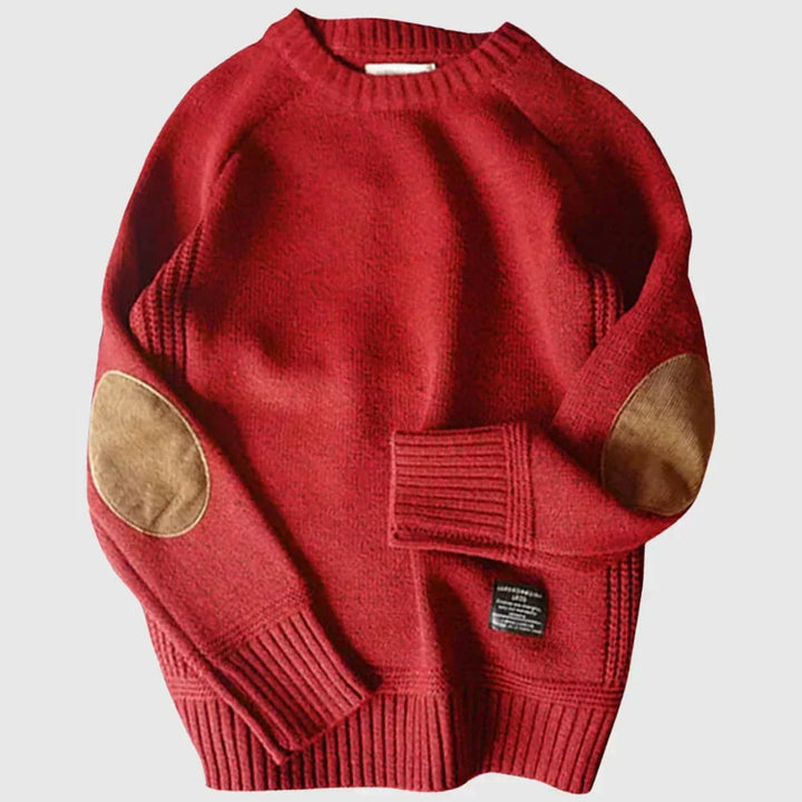 Cortina | Sweter z wełny vintage z łatanami na łokciach