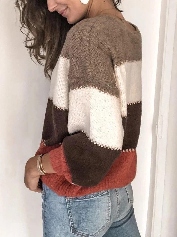 Sarah Sweter Damski – Wygodny i Elegancki Sweter w Paski z Długim Rękawem