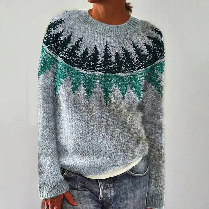 Silvia | Sweter w retro paski z kolorowym wzorem