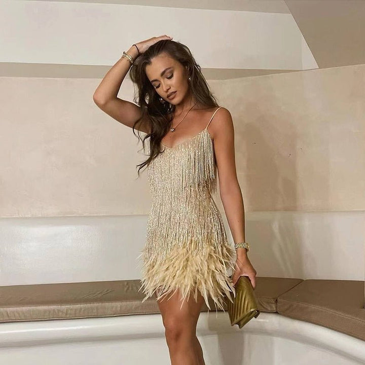 Samantha Sukienka Koktajlowa Damska – Dopasowana Sukienka z Cekinami i Eleganckim Krojem na Uroczyste Okazje