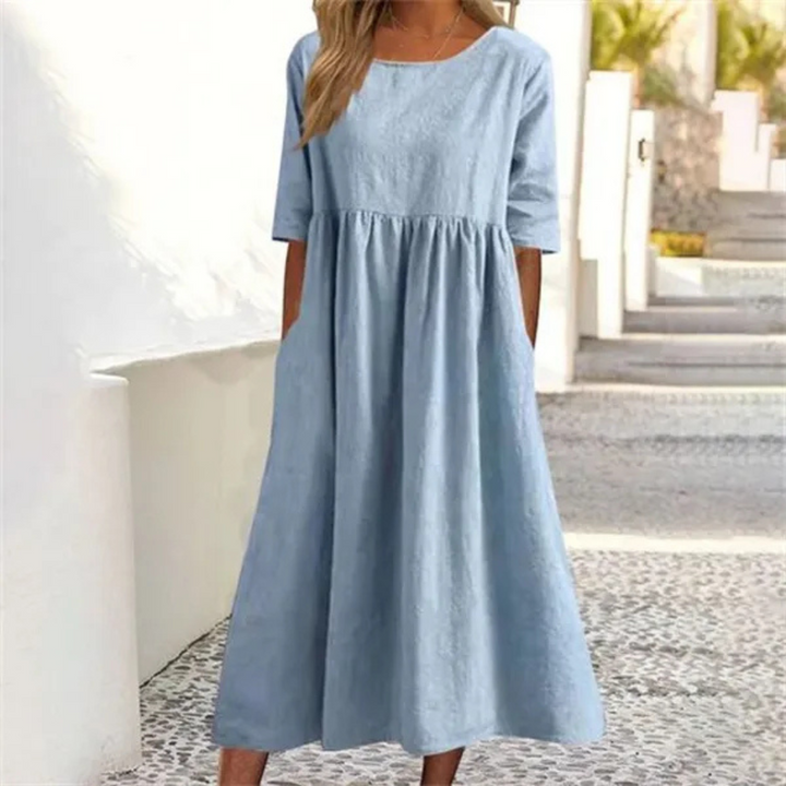 Noelle Letnia Sukienka Damska – Lekka Sukienka Midi o Luźnym Kroju na Swobodny Letni Look