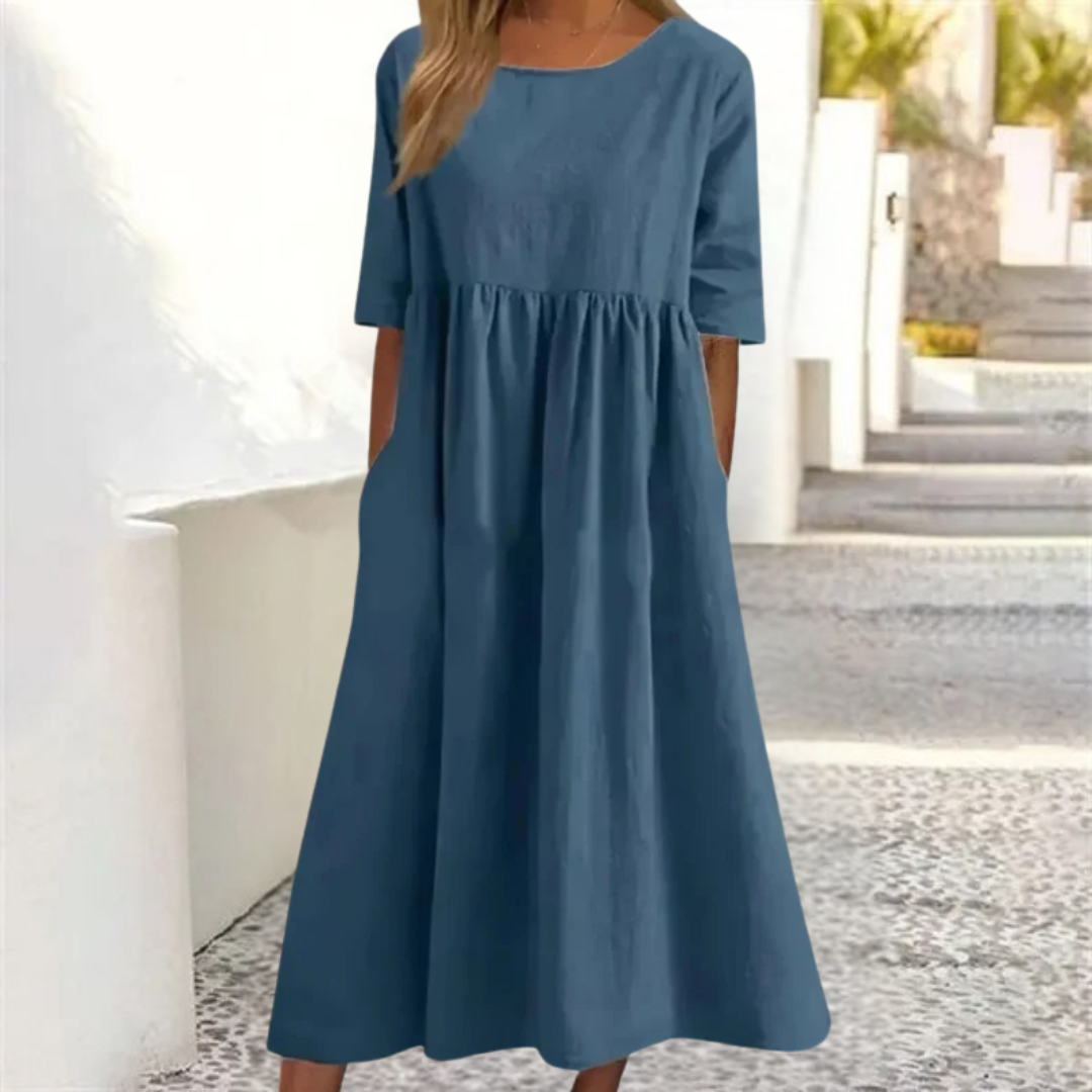 Noelle Letnia Sukienka Damska – Lekka Sukienka Midi o Luźnym Kroju na Swobodny Letni Look