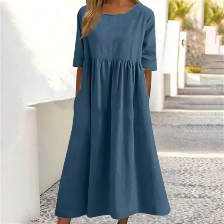 Noelle Letnia Sukienka Damska – Lekka Sukienka Midi o Luźnym Kroju na Swobodny Letni Look
