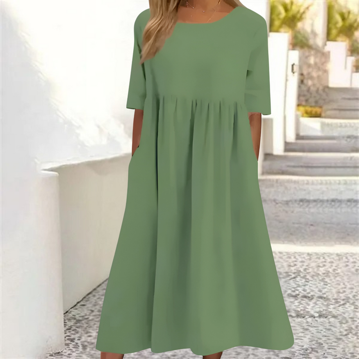 Noelle Letnia Sukienka Damska – Lekka Sukienka Midi o Luźnym Kroju na Swobodny Letni Look