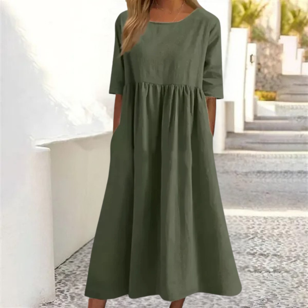 Noelle Letnia Sukienka Damska – Lekka Sukienka Midi o Luźnym Kroju na Swobodny Letni Look