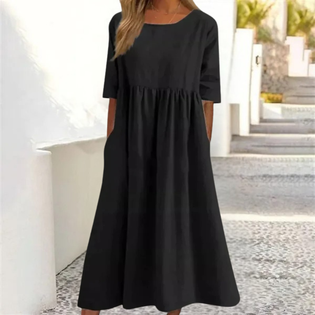 Noelle Letnia Sukienka Damska – Lekka Sukienka Midi o Luźnym Kroju na Swobodny Letni Look