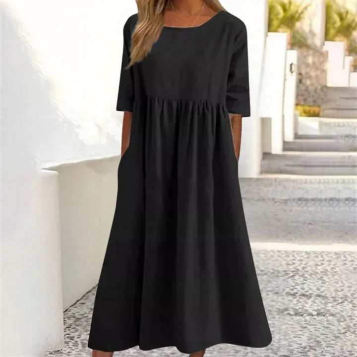Noelle Letnia Sukienka Damska – Lekka Sukienka Midi o Luźnym Kroju na Swobodny Letni Look