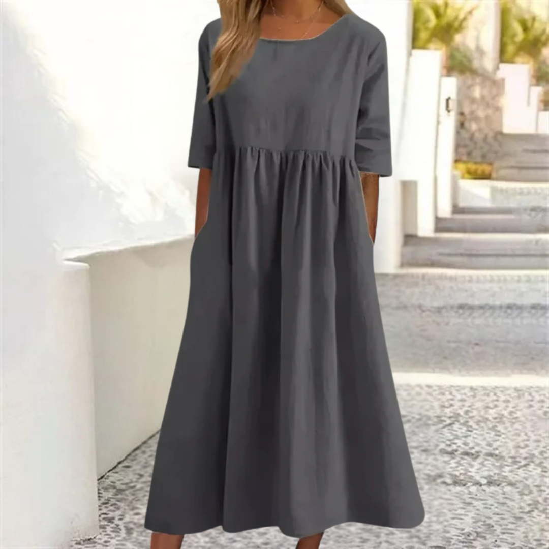 Noelle Letnia Sukienka Damska – Lekka Sukienka Midi o Luźnym Kroju na Swobodny Letni Look