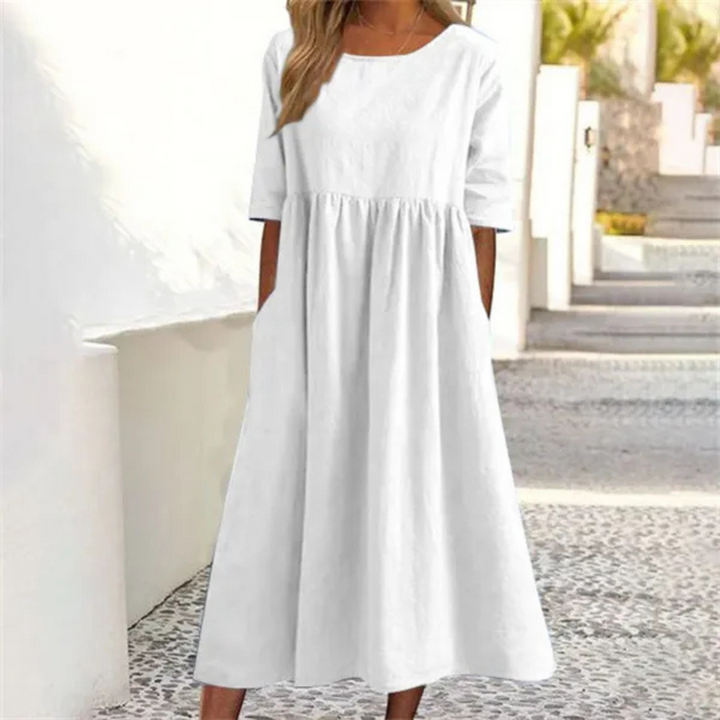 Noelle Letnia Sukienka Damska – Lekka Sukienka Midi o Luźnym Kroju na Swobodny Letni Look