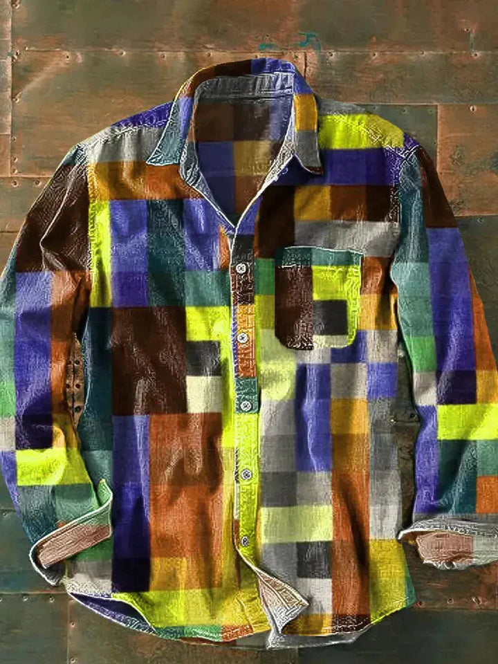 Lada | Vintage Patchwork Koszula z Długim Rękawem