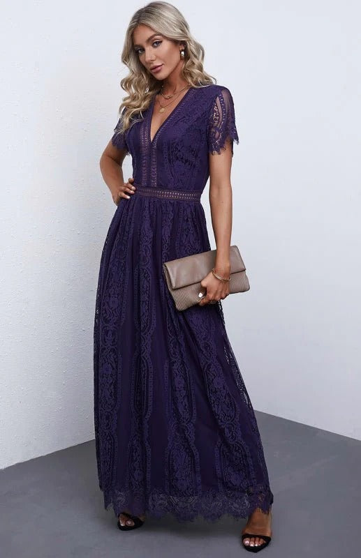 Maine Sukienka Damska Maxi – Elegancka Sukienka Koktajlowa z Koronki z Zapięciem na Zamek