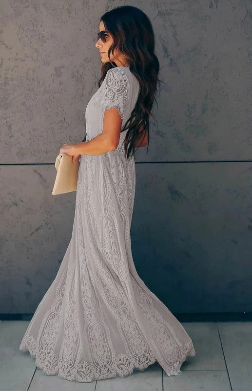 Maine Sukienka Damska Maxi – Elegancka Sukienka Koktajlowa z Koronki z Zapięciem na Zamek