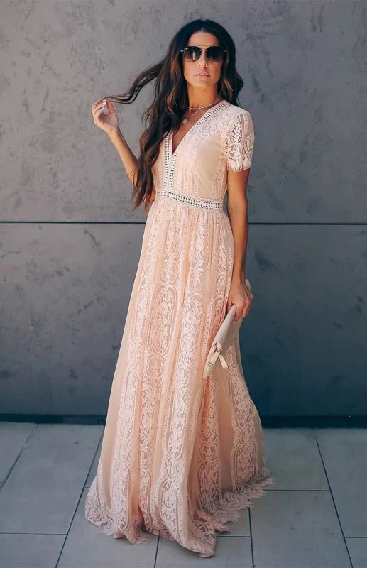 Maine Sukienka Damska Maxi – Elegancka Sukienka Koktajlowa z Koronki z Zapięciem na Zamek