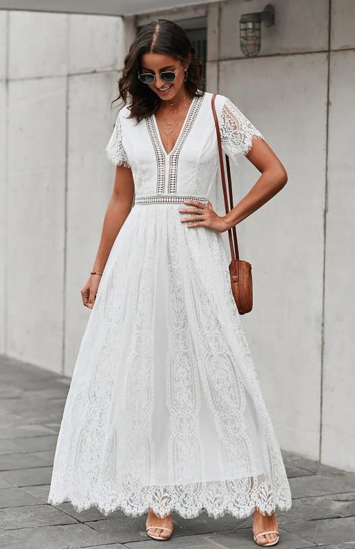 Maine Sukienka Damska Maxi – Elegancka Sukienka Koktajlowa z Koronki z Zapięciem na Zamek